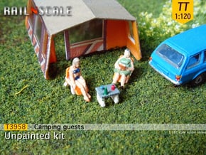 Camping guests and accessories - kit A (TT 1:120) in Smooth Fine Detail Plastic