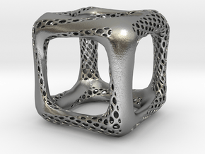 Perforated Twisted Cube in Natural Silver