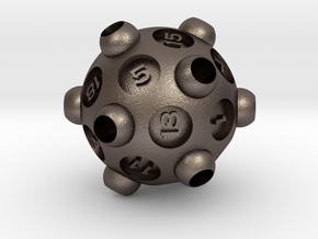 D20 "Drained" in Polished Bronzed Silver Steel