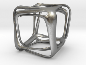 Twisted Looped Cube in Natural Silver (Interlocking Parts)