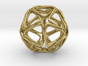 Icosahedron Looped  in Natural Brass