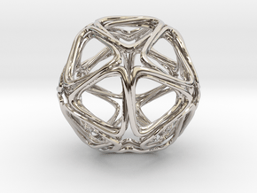 Icosahedron Looped  in Rhodium Plated Brass
