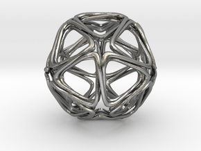 Icosahedron Looped  in Natural Silver