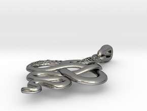 Pendentif Charreau serpent 2 in Polished Silver