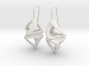 Trianon Twist, Earrings in White Premium Versatile Plastic