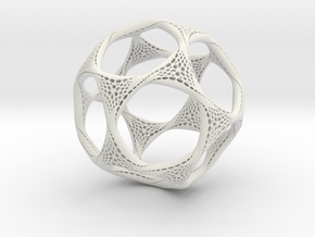 Perforated Twisted Dodecahedron in White Premium Versatile Plastic