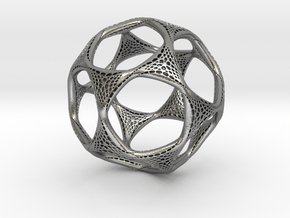 Perforated Twisted Dodecahedron in Natural Silver