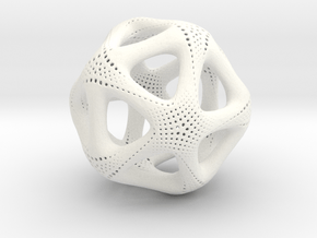Perforated Twisted Icosahedron Type 1 in White Processed Versatile Plastic