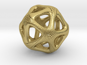 Perforated Twisted Icosahedron Type 1 in Natural Brass