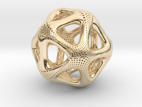 Perforated Twisted Icosahedron Type 1 in 14k Gold Plated Brass