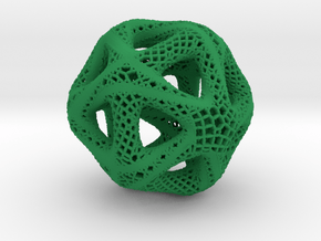 Perforated Twisted Icosahedron Type 2 in Green Processed Versatile Plastic