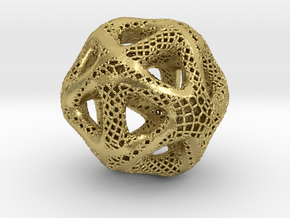 Perforated Twisted Icosahedron Type 2 in Natural Brass