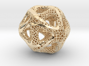 Perforated Twisted Icosahedron Type 2 in 14k Gold Plated Brass