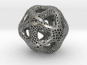 Perforated Twisted Icosahedron Type 2 in Natural Silver
