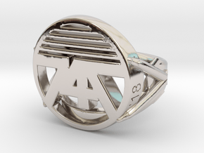 747 Ring size 6 in Rhodium Plated Brass