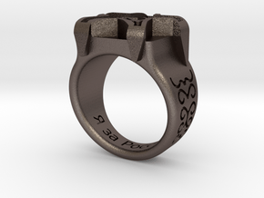 Russian Ring in Polished Bronzed-Silver Steel: Medium