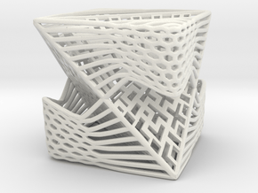 Tetrahedron inside Cube  in White Natural Versatile Plastic