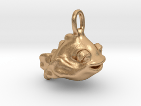 Happy Goldfish Pendant Charm in Natural Bronze
