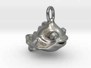 Happy Goldfish Pendant Charm in Natural Silver