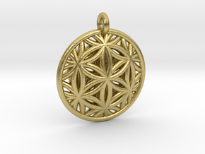 Flower of Life Pendant Type 2 in Natural Brass
