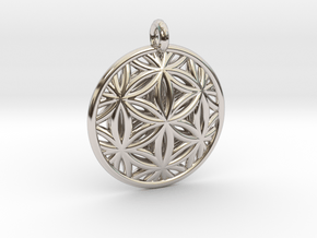 Flower of Life Pendant Type 2 in Rhodium Plated Brass