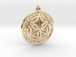 Flower of Life Pendant Type 2 in 14k Gold Plated Brass