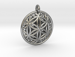 Flower of Life Pendant Type 2 in Natural Silver