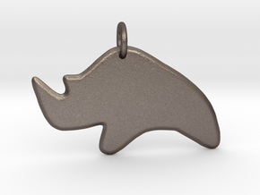  Minimalist Rhino Pendant in Polished Bronzed-Silver Steel
