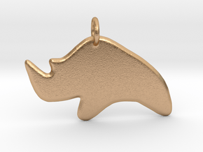  Minimalist Rhino Pendant in Natural Bronze