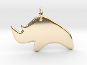  Minimalist Rhino Pendant in 14k Gold Plated Brass