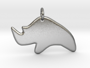  Minimalist Rhino Pendant in Natural Silver