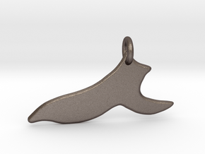 Minimalist Whale Tail Pendant in Polished Bronzed-Silver Steel