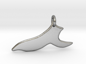 Minimalist Whale Tail Pendant in Natural Silver