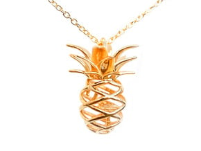 Pineapple Flamingo Pendant in 18k Gold Plated Brass