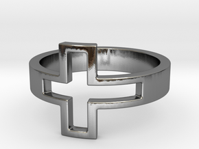 Cross Ring Size 7 in Polished Silver
