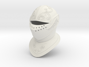 Ornate Closed Helm (Full) in White Natural Versatile Plastic: Small