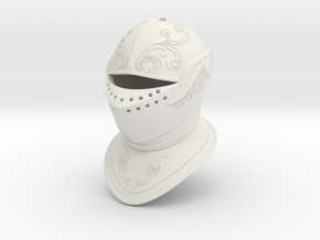 Ornate Closed Helm (For Crest) in White Natural Versatile Plastic: Small