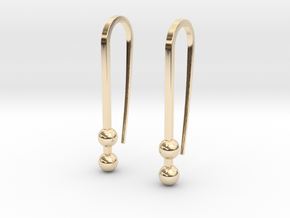 Long earrings with small balls in 14k Gold Plated Brass