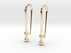 Long earrings with small balls in 14K Yellow Gold