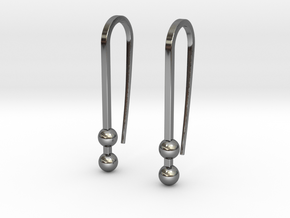 Long earrings with small balls in Fine Detail Polished Silver
