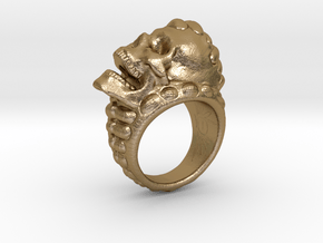 skull-ring-size 7 in Polished Gold Steel