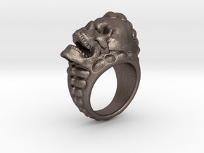 skull-ring-size 6.5 in Polished Bronzed-Silver Steel