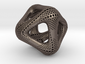 Perforated Octahedron in Polished Bronzed-Silver Steel
