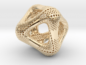 Perforated Octahedron in 14k Gold Plated Brass