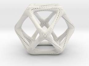 Perforated Cuboctahedron in White Natural Versatile Plastic