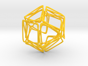 Looped Twisted Cuboctahedron in Yellow Processed Versatile Plastic