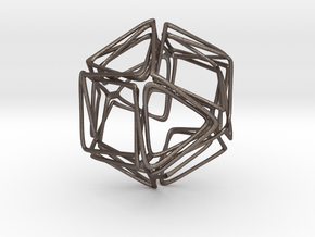Looped Twisted Cuboctahedron in Polished Bronzed-Silver Steel