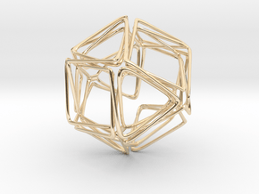Looped Twisted Cuboctahedron in 14k Gold Plated Brass