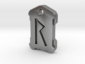 Nordic Rune Letter R in Natural Silver