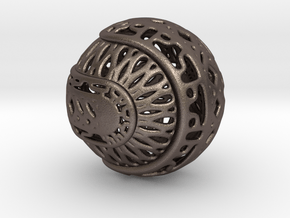 Tree of life sphere perforated in Polished Bronzed-Silver Steel